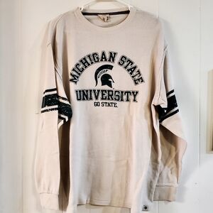 90s Michigan State University Spartans Thermal Long Sleeve Shirt XL Vint…